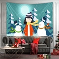 Detail of Christmas tapestry with winter forest scene and girl on a living room wall - 73X95CM (Brushed Fabric) / Winter Girl