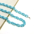 Detail of sky blue acrylic eyeglass chain with silver clips and silicone loops - Sky Blue