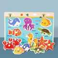 Educational wooden sea animal puzzle with easy-grip knobs for toddlers and preschoolers - Vivid Ocean