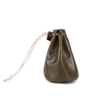 Geldbörse aus olivgrünem Ölwachs-Leder mit Kordelzug und elegantem Vintage-Design - Dunkelgrün