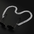 Translucent white acrylic eyewear chain in heart shape on black background - Transparent Frosted White (11 Trans White)