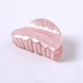Close-up of a large pearlescent pink claw clip with smooth acetic acid texture finish - Pink Water Ripple Round Head