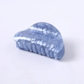 Close-up of light blue marble textured hair claw clip with glossy pearlescent finish - Blue Water Ripple Round Head
