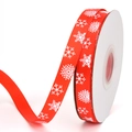 Christmas gift wrapping ribbon with red fabric and white snowflake pattern on spool - Polyester Snowflake (Red) / 1cm*10 Yards/Roll