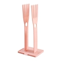 Pink plastic drying rack with double pillars and stable base for gloves or kitchen rags - Pink