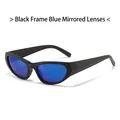 Occhiali da sole sportivi con montatura nera e lenti blu specchiate per il ciclismo - Montatura Nera Rivestimento Blu