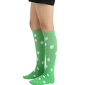 Knee-high rainbow socks in vibrant grass green with classic white polka dot patterns - Green with White Polka Dots