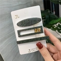 Set di tre fermagli per capelli retrò verde scuro marmorizzato con base dorata - 16# Set Cielo Stellato Verde Scuro da 3