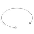 Collar de acero inoxidable plateado con detalles cuadrados de diamantes para mujer - Color Acero