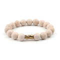 Bracciale bohémien con perline di quarzo rosa naturale e un tubo in rame dorato martellato - Motivo in Pietra Rosa Chiaro