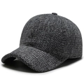 Winter wool blend baseball cap for men in charcoal grey with ear flaps and thick texture - Adjustable / Plain Gray