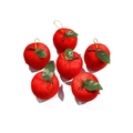 Set di 6 decorazioni natalizie a forma di mela rossa floccata con cordino oro - Mela Rossa 5CM Set da 6