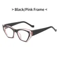 Geometric cat-eye sunglasses with black and pink frame and transparent lenses - Black Pink Frame Transparent Lens