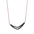 Minimalistische mehrlagige Titanhalskette in Roségold mit doppeltem V-Anhänger und Kristallen - Schwarzer Zirkonia-Stil (Black Diamond Lips)