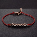 Roségoldenes rotes Kordelarmband mit sechs Diamanten und römischen Ziffern - Roségold