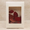 White cardboard gift box featuring a clear PVC window filled with decorative red leaves - 12.5*8.5*1.5CM / Beige