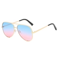 Classic aviator sunglasses with gold metal double-bridge frame and blue-pink gradient lenses - C6-Gold Frame Blue to Pink Gradient