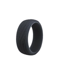 Black 8.7mm silicone ring for men with unique tree bark texture finish - US 8 / Iron Grey