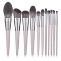 11-piece professional makeup brush set with grey-purple handles and soft fiber bristles - Matte Grey