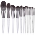 12-piece professional makeup brush set with white marble handles and grey synthetic bristles - White Marble Pattern