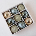 9-delige 8cm kerstballenset in groen, goud en champagne voor feestelijke boomdecoratie - 8CM/9 stuks / Grijs Groen Goud Mix