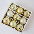 9-delige champagne gouden kerstballenset met glitters, sneeuwvlokken en geometrische vormen - 8CM/9 stuks / Champagnegoud