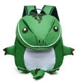 Green cartoon dinosaur toddler backpack with soft plush detail and adjustable straps - Green