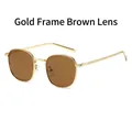 Retro sunglasses with gold metal frame and brown lenses for an elegant vintage style - Gold Frame Tea Lens