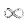 Infinity charm bead in S925 sterling silver with pink stones and family forever engraving - Pink Rhinestone (SCC1146-PK)