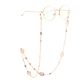 Gold metal glasses chain with hollow leaf charms and elegant round frame glasses - Gold Hollow Leaf Style (GL884)