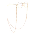 Golden round glasses with intricate non-slip hollow crown charm eyewear chains - Gold Hollow Crown Style (GL882)