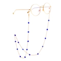 Golden round glasses with stylish blue evil eye bead chain for anti-loss decoration - Blue (GL874)