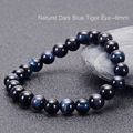 Bracciale di pietre naturali occhio di tigre blu scuro con perle rotonde da 8mm - Occhio di tigre blu intenso naturale (8 mm)