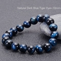 Bracciale in pietra occhio di tigre blu scuro naturale con perline rotonde da 10mm effetto - Occhio di tigre blu intenso naturale (10 mm)