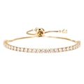 Elegant 3mm gold tennis bracelet with square-cut zircons and adjustable slider chain - Gold