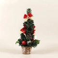 Mini albero di Natale in PVC con fiocchi rossi e pigne su base di legno marrone - Serie Rossa Albero da Tavolo 40cm