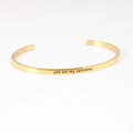 Golden C-shaped stainless steel mantra bracelet engraved with You Are My Sunshine - you are my sunshine