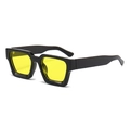 Retro thick black frame sunglasses with vibrant yellow lenses in a stylish square shape - Bright Black Frame Yellow Lens
