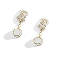 Orecchini a fiore in conchiglia dorata con perle bianche e accenti di cristallo - Placcato Oro 14k + Bianco