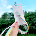 Star-shaped hair clip with long rainbow tinsel extensions for girls on white card - Style 1 Star