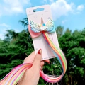 Fermaglio per capelli a unicorno per bambine con extension arcobaleno e glitter - 4# Unicorno Fiocco