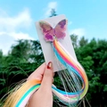 Fermaglio farfalla glitterata viola con extension capelli arcobaleno per bambine - Farfalla