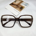 Retro square frame glasses in translucent dark brown finish with wide polished temples - Brown