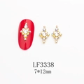 Gros plan du bijou d'ongle LF3338 avec strass carrés et cristaux colorés - Style Losange Diamant Carré AB Base Or (LF3338)