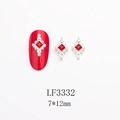 Détail de bijoux d'ongles 7x12mm avec cristal rouge et perles sur fond blanc pur - Style Losange Perle Diamant Carré Rouge (LF3332)