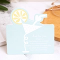 Light blue cocktail-shaped 3D hollow greeting card with lemon decor on marble surface - Orange Cocktail