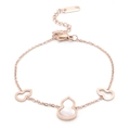 Pulsera de acero inoxidable en oro rosa con colgantes de nácar en forma de calabaza - Pulsera de Calabaza de Concha Blanca