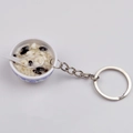 Miniature blue and white porcelain bowl keychain with simulation food and metal ring - Style 10 Black Rice Porridge