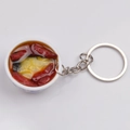 Portachiavi mini ciotola in porcellana bianca e blu con modello di pesce piccante - Stile 14 Testa di Pesce con Peperoncino Tritato