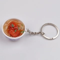 Miniature blue and white porcelain ramen bowl keychain with realistic food details - Style 24 Pork Chop Noodles